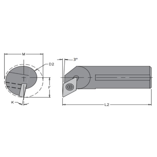 Picture of Everede Tool C10S SDUCR-2 55.0 ° Boring Bar Dia0.6250 Positive 0.6250 15.88mm - 5/8Cutter Dia